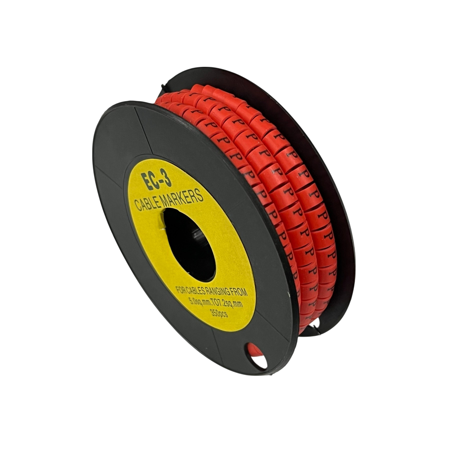 Grippes Cable Marker Red - P on a spool for organizing and labeling cables easily