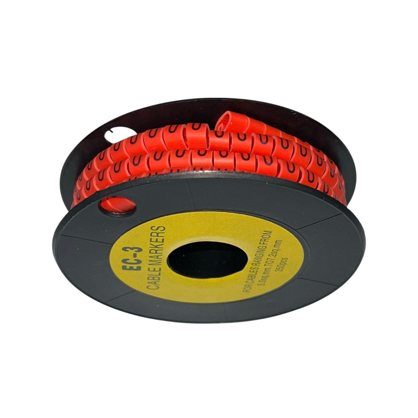 Grippes Cable Marker Red - U on a spool for easy organizing and identifying cables