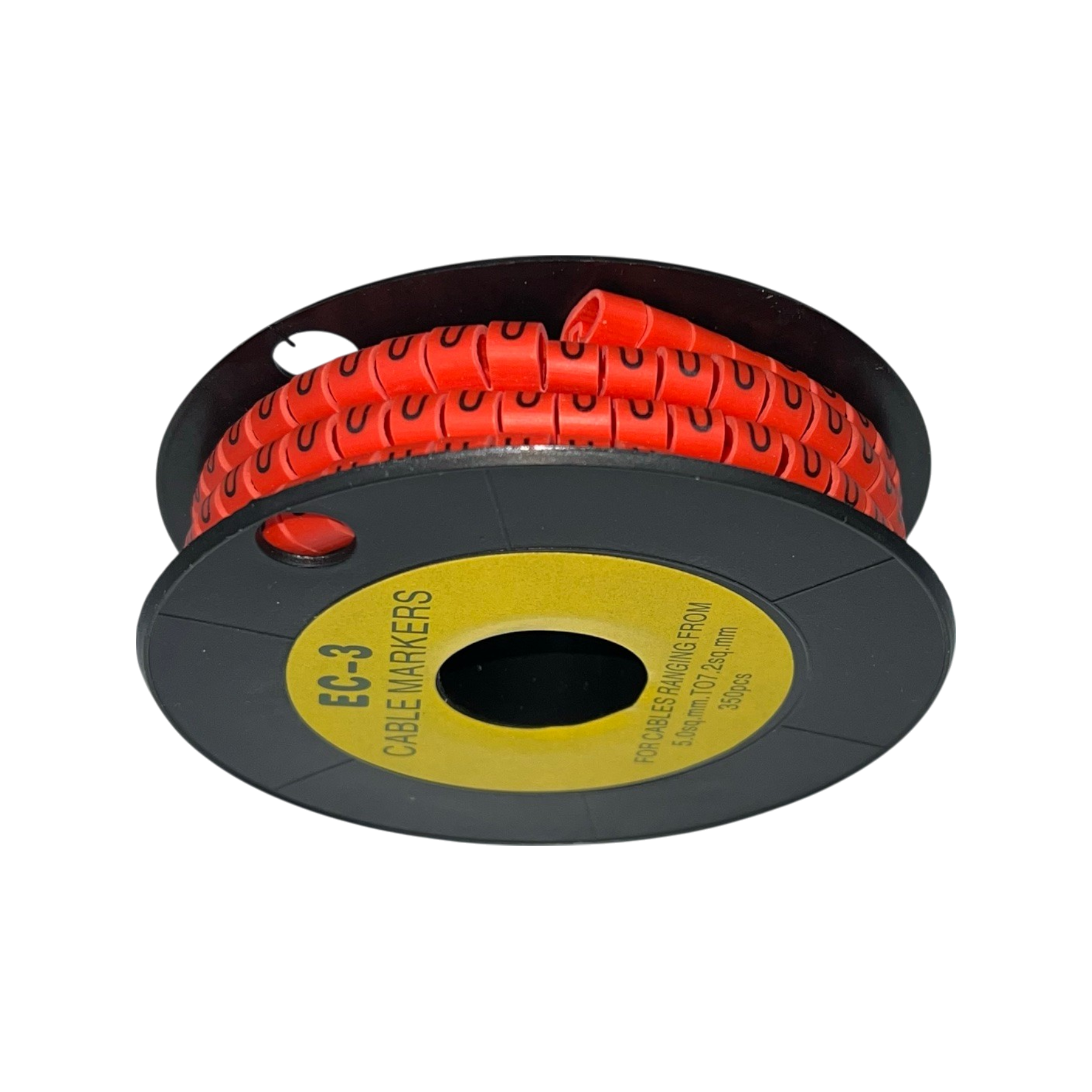 Grippes Cable Marker Red - U on a spool for easy organizing and identifying cables