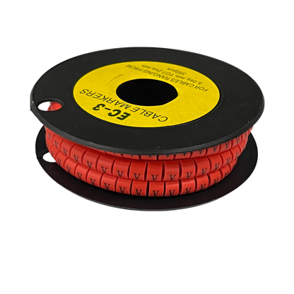 Grippes Cable Marker Red - V on a spool for effective cable management and organization