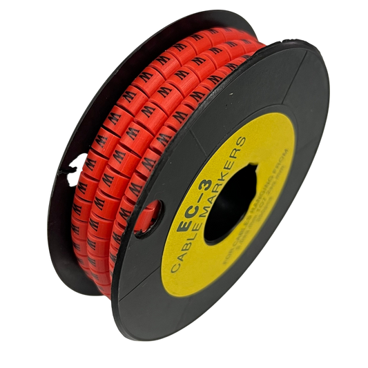 Grippes Cable Marker Red - W on a spool for organized cable management and labeling