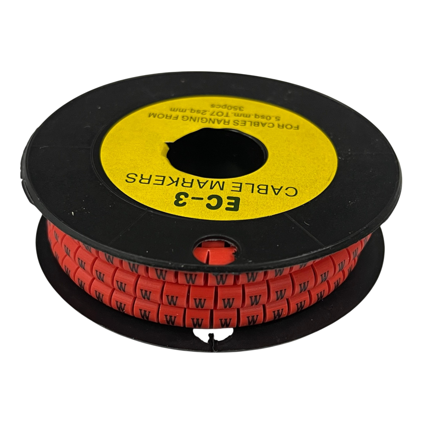 Cable Marker Red - W on a spool for organizing and identifying cables easily