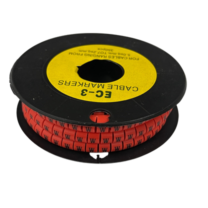 Cable Marker Red - W on a spool for organizing and identifying cables easily