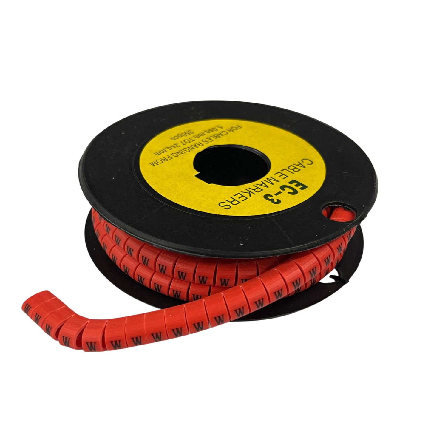 Grippes Cable Marker Red - W on a spool for organized cable management and easy identification