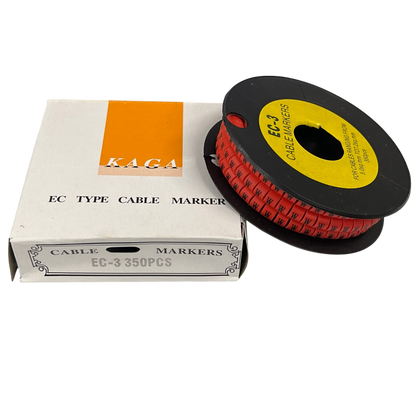 Grippes Cable Marker Red - W on a spool with box showcasing 350 pieces for organized cable management