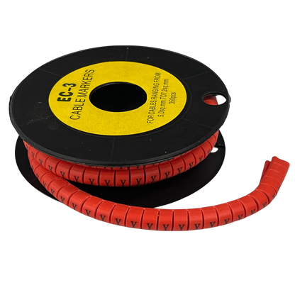 Grippes Cable Marker Red - Y on a spool for organizing and labeling cables easily