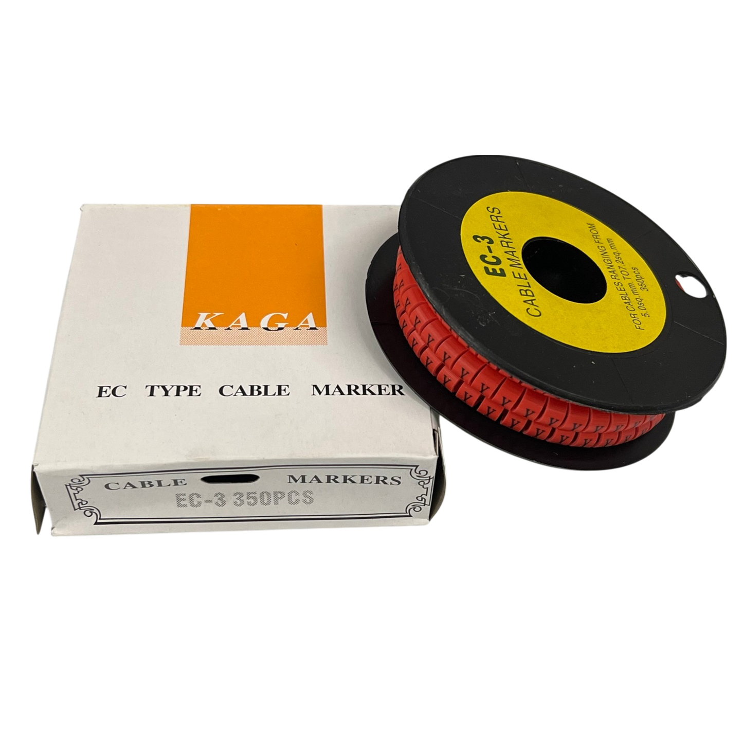 Grippes Cable Marker Red - Y on a spool with box packaging for effective cable organization