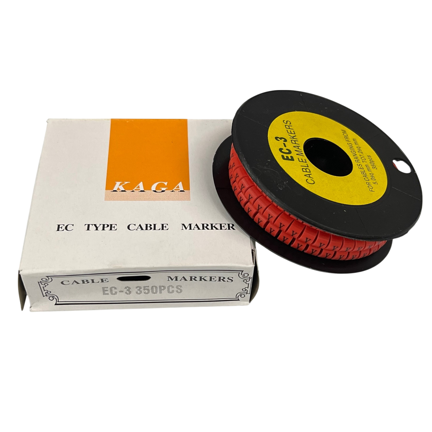 Grippes Cable Marker Red - Y on a spool with box packaging for effective cable organization