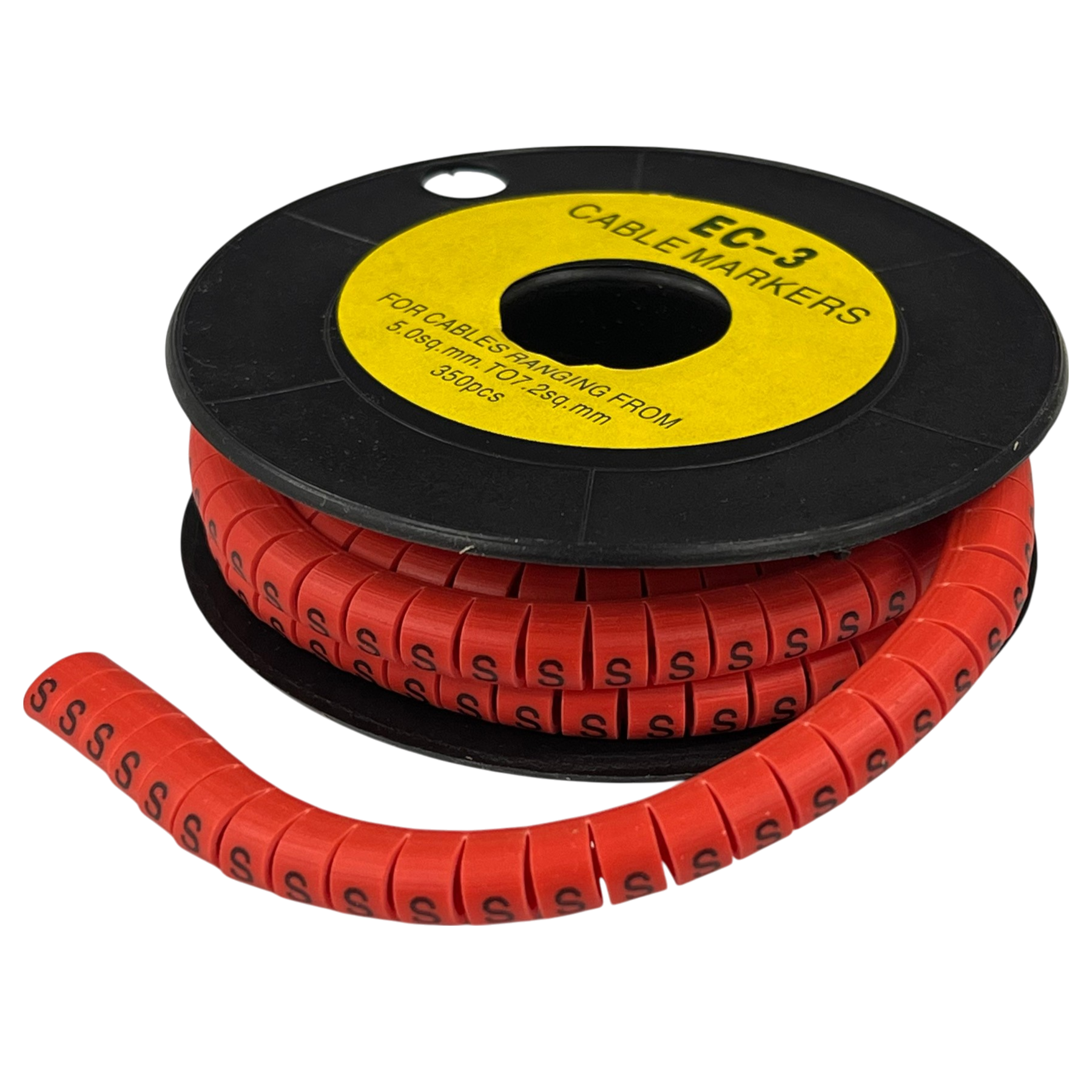 Grippes Cable Marker S - Red on a spool, perfect for organizing cables from 5 to 20 mm