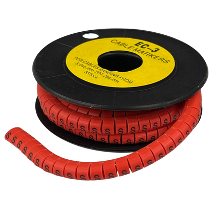 Grippes Cable Marker S - Red on a spool, perfect for organizing cables from 5 to 20 mm