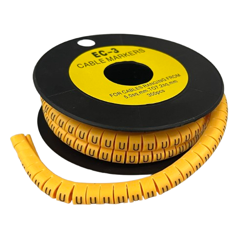 Grippes spool of Cable Marker U - Yellow segmented wire markers for organizing and identifying cables