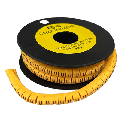 Grippes spool of Cable Marker U - Yellow segmented wire markers for organizing and identifying cables