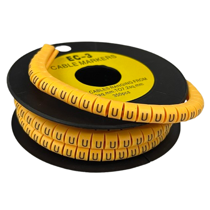 Grippes Cable Marker U - Yellow spool of flexible U shaped cable markers for wire identification