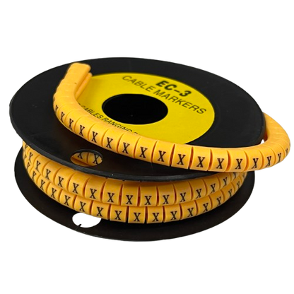 Grippes Cable Marker X - Yellow flexible spiral cable identification wrap on black reel