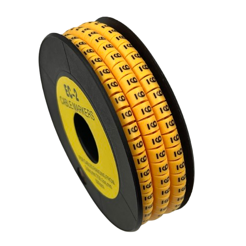 Grippes Cable Marker Yellow - 9 spool of yellow numbered tube markers on a black reel for cable management