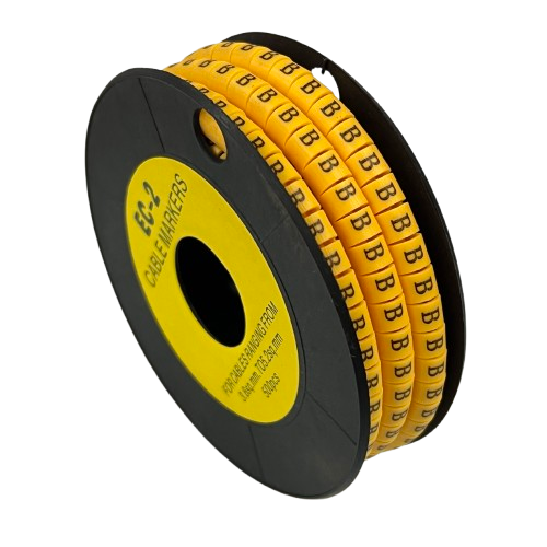 Grippes spool of Cable Marker Yellow - B lettered cable identification rings for organized wiring