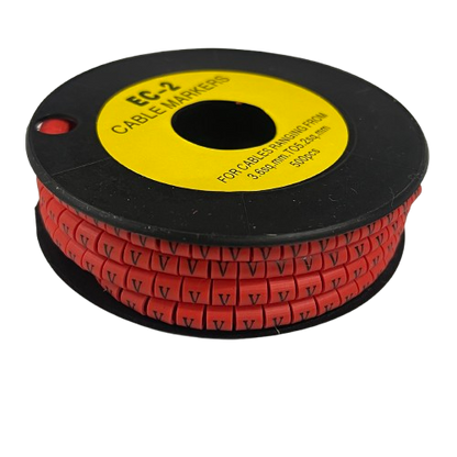 Grippes V cable marker roll featuring red markers for organized cable management