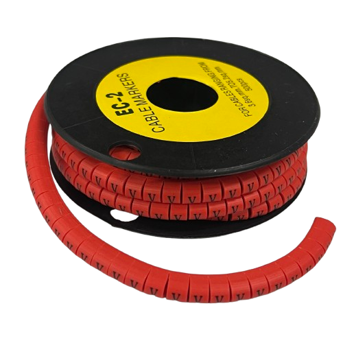 Grippes V cable marker roll featuring durable red design for effective cable organization