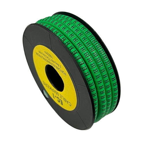 Grippes spool of green cable markers "H" Marker EC-1 Green 2.6mm to 4.2mm for wire identification and labeling