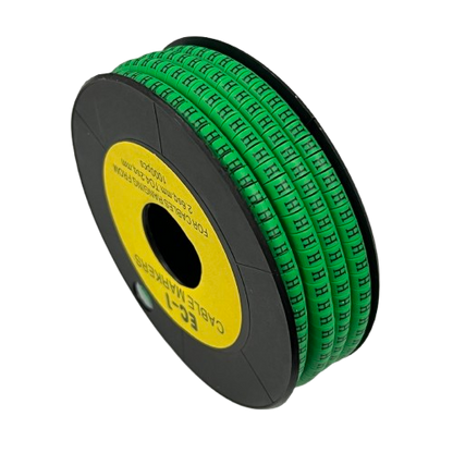 Grippes spool of green cable markers "H" Marker EC-1 Green 2.6mm to 4.2mm for wire identification and labeling