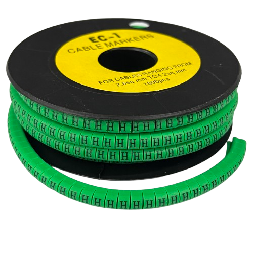 Grippes cable marker reel with green "H" Marker EC-1 Green 2.6mm to 4.2mm for small cables