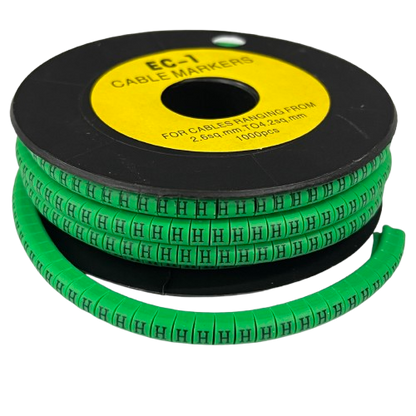 Grippes cable marker reel with green "H" Marker EC-1 Green 2.6mm to 4.2mm for small cables