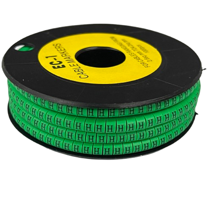 Grippes spool of green cable markers "H" Marker EC-1 Green 2.6mm to 4.2mm for wire identification