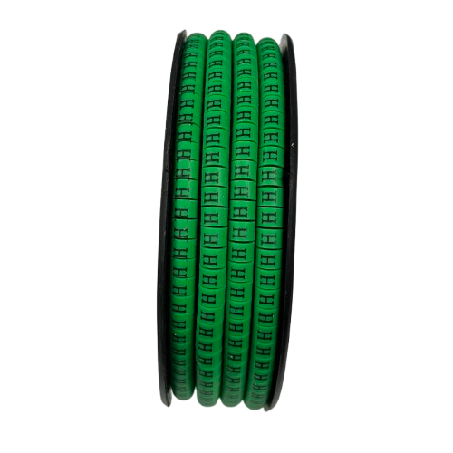 Grippes cable management spool with green "H" Marker EC-1 Green 2.6mm to 4.2mm printed cable markers