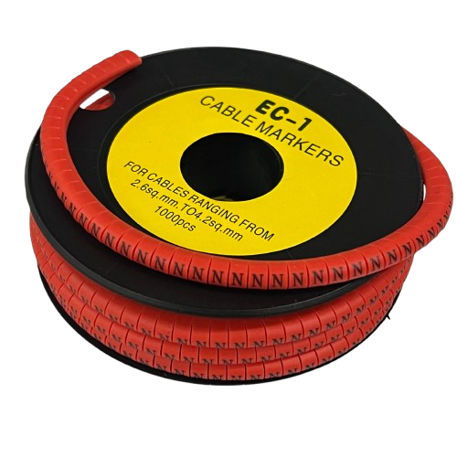 Grippes N Marker Red 2.6mm to 4.2mm 1000pcs cable management markers on a spool.