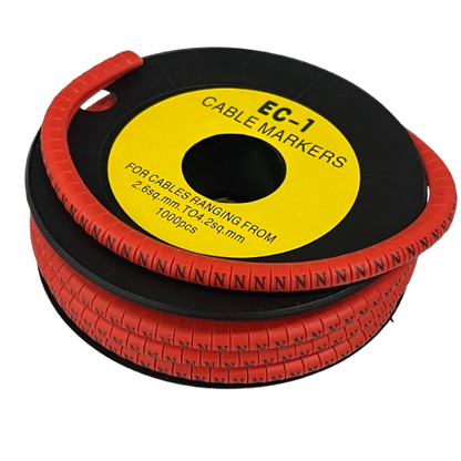Grippes N Marker Red 2.6mm to 4.2mm 1000pcs cable management markers on a spool.