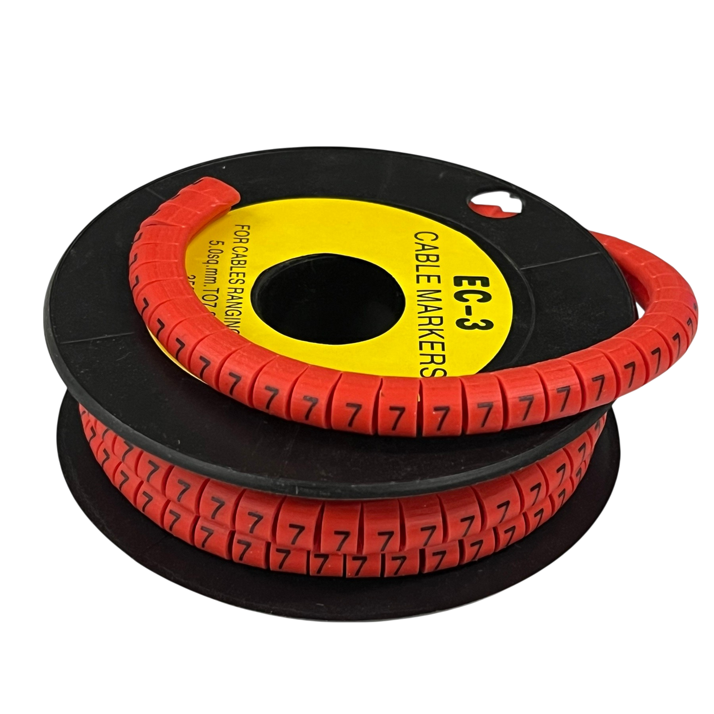 Grippes red cable markers 5mm to 7mm with clear numbering for effective cable organization