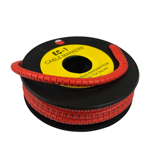 Grippes X Marker Red 2.6mm to 4.2mm 1000pcs cable management markers on black spool