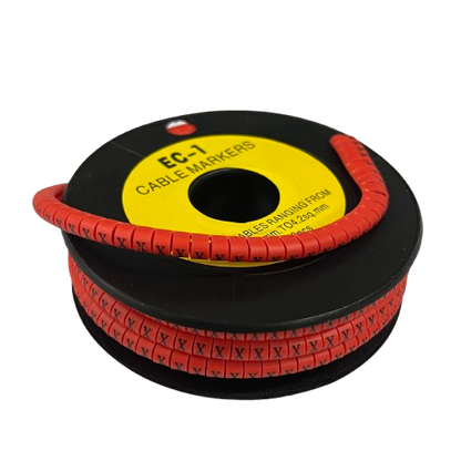 Grippes X Marker Red 2.6mm to 4.2mm 1000pcs cable management markers on black spool