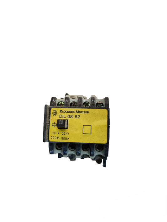 Klockner Moeller industrial 10A contactor switch with yellow label and multiple terminals