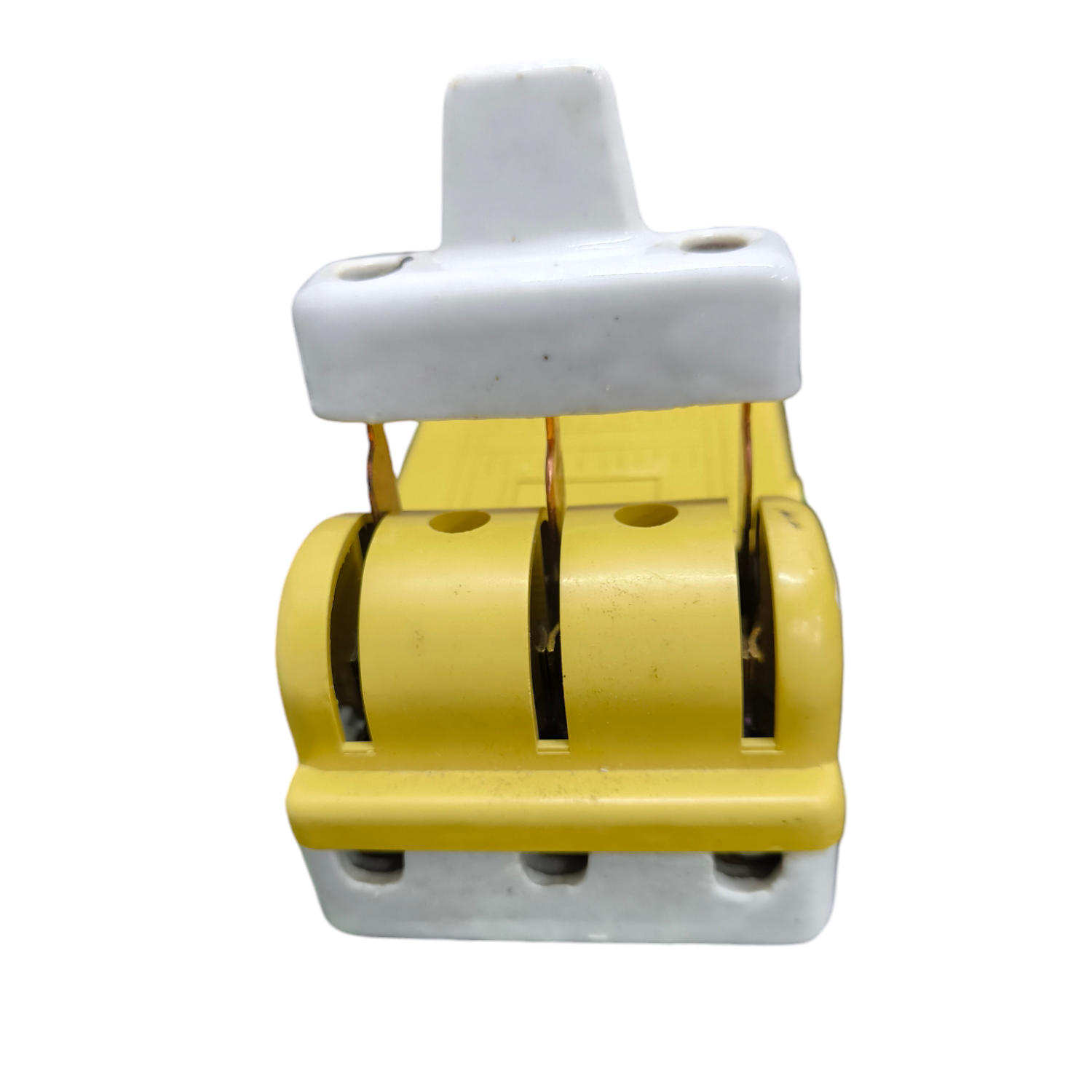 Taiyou Knife Switch 30A 3 Pole power switch with yellow and white insulated handle