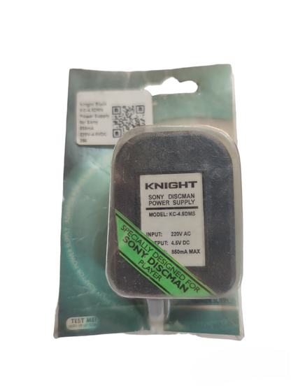 Knight Sony Discman Power Supply with 220V Input and 4.5V DC Output for portable CD players