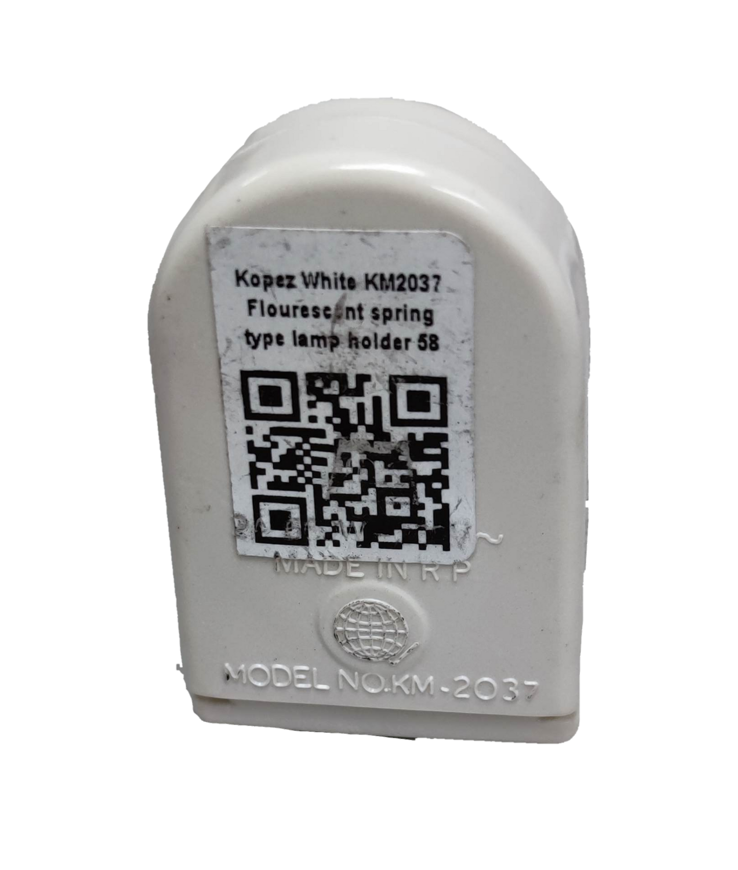 Kopez fluorescent tube holder spring type white plastic lighting accessory model KM-2037