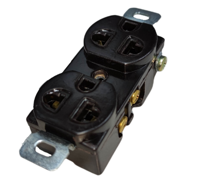 Kopez grounded duplex socket black electrical power outlet for secure wiring connections