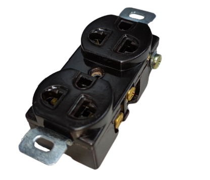 Kopez grounded duplex socket black electrical power outlet for secure wiring connections