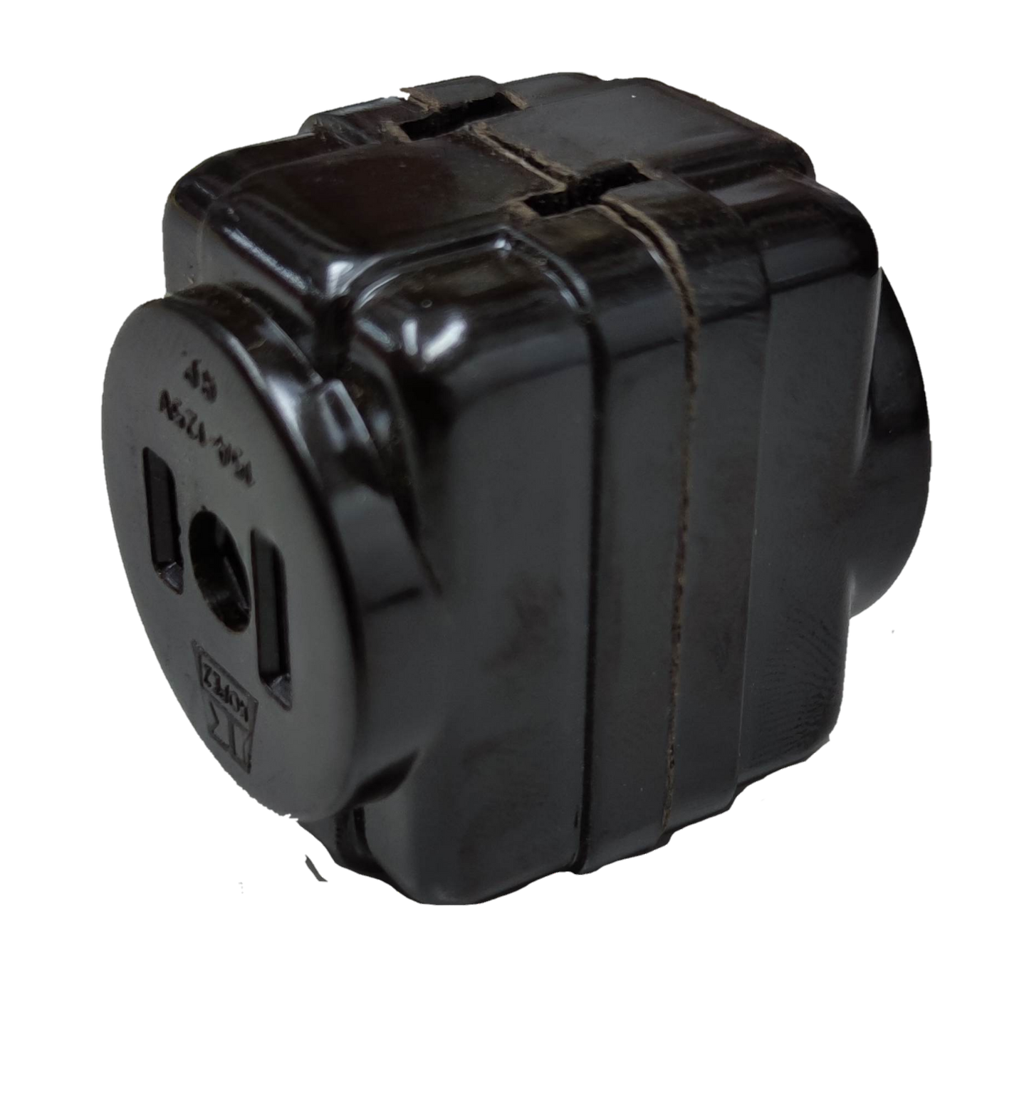 Kopez 3 gang cube cord connector electrical component in black plastic casing