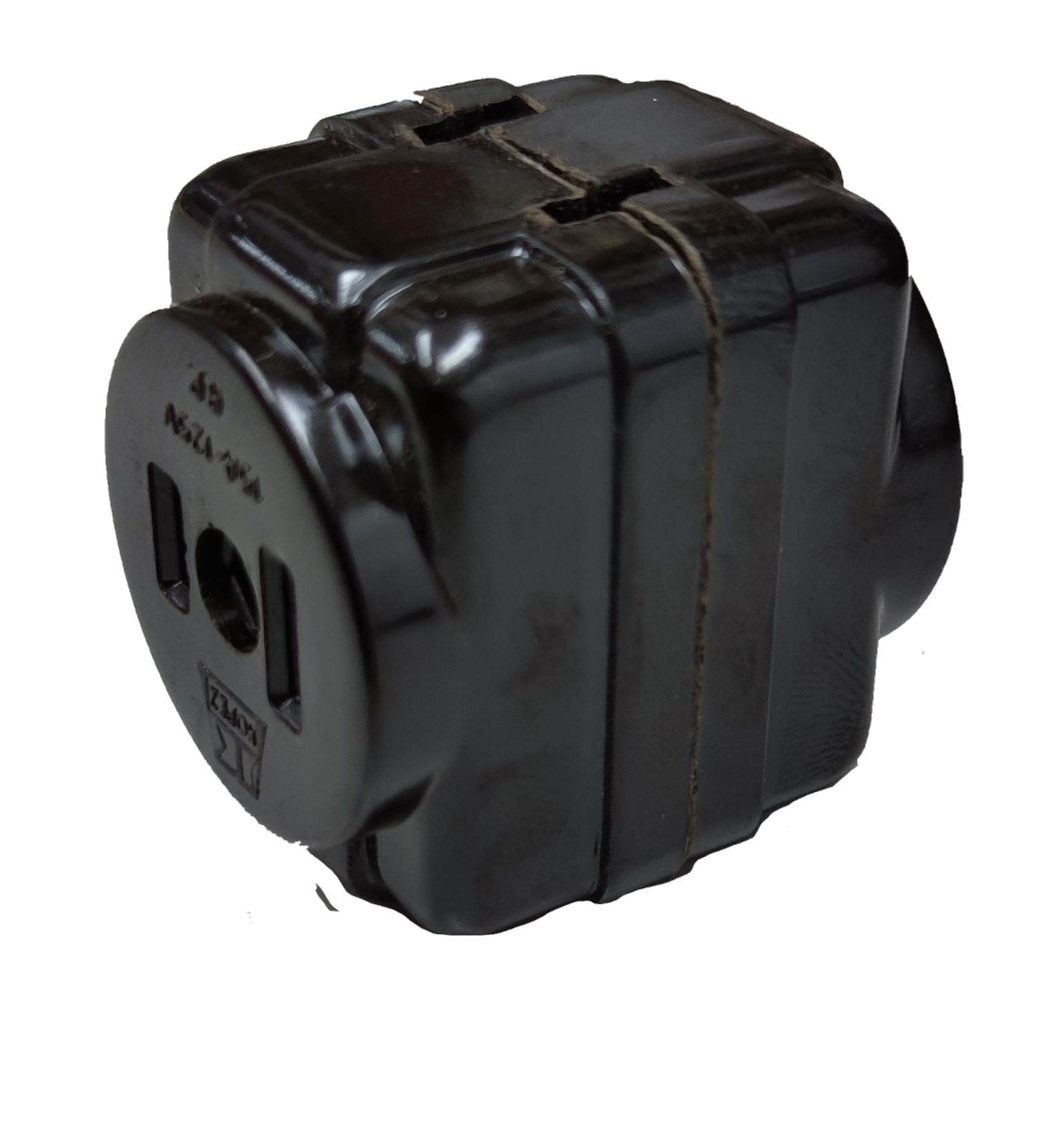 Kopez 3 gang cube cord connector electrical component in black plastic casing