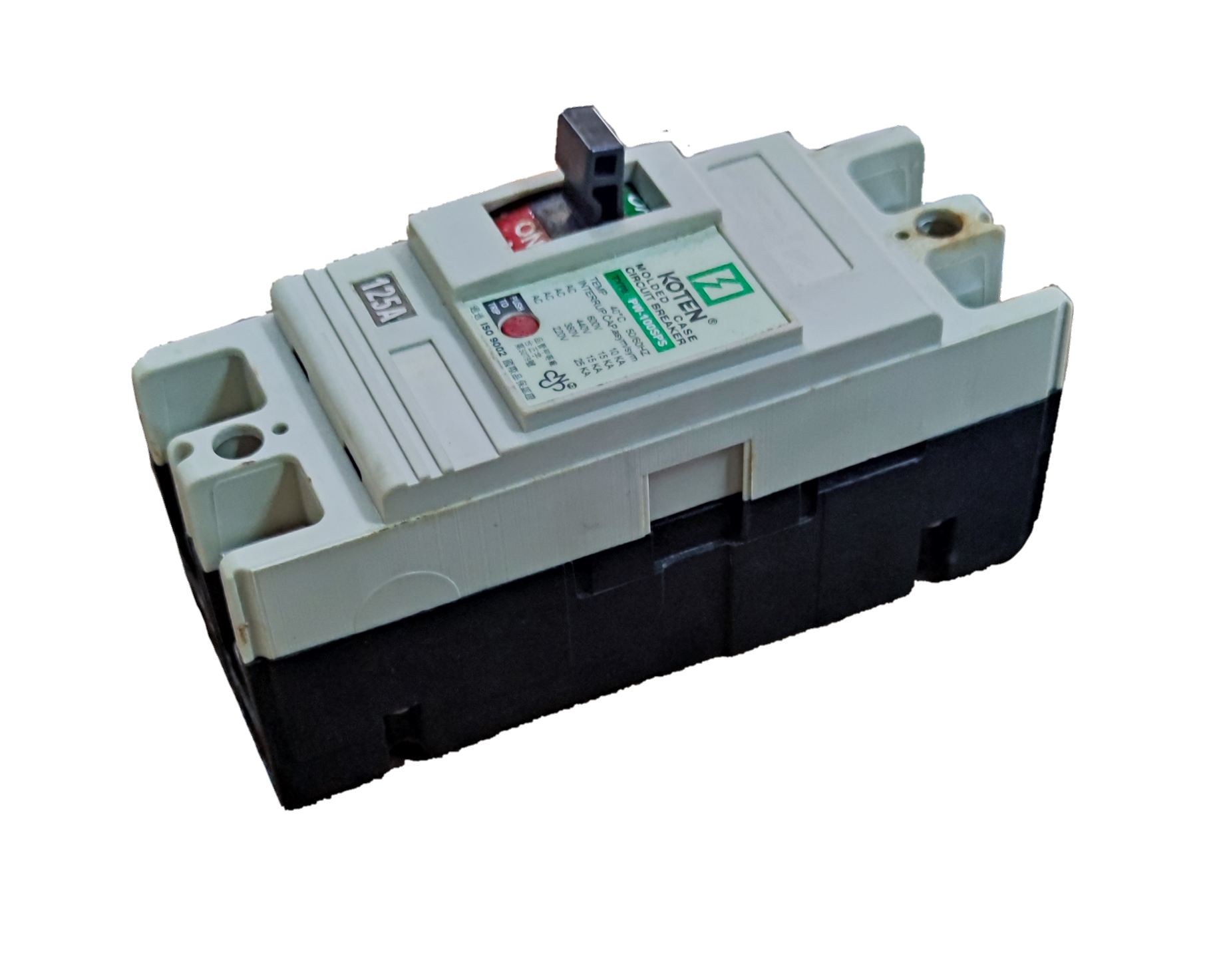 Koten 125A Molded Case Circuit Breaker 2 Pole electrical component in white and black casing