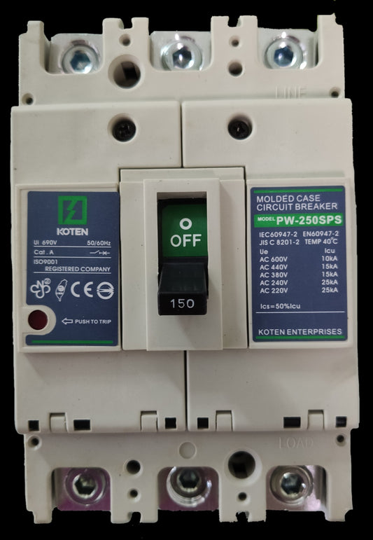 Koten 150A Molded Case Circuit Breaker with On Off Switch and Model PW-250SPS