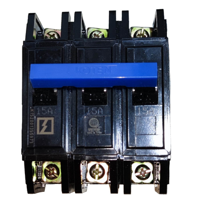 Koten 15A 3 pole 220V circuit breaker black with blue switch for electrical protection