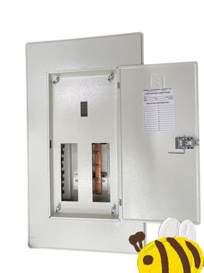 Koten 2 pole panel board 8 branches with white metal enclosure and open front door