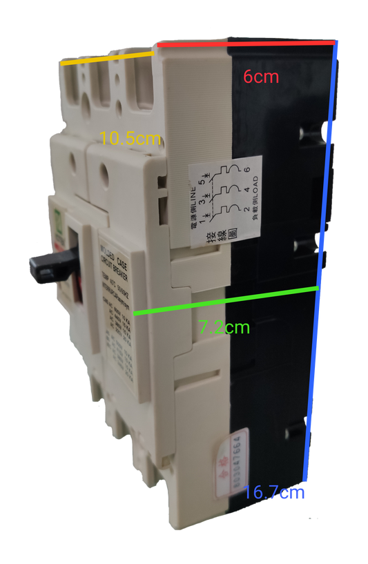 Koten 200A molded case circuit breaker with three-pole design and black and white casing