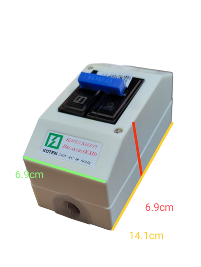 Koten 20A circuit breaker with enclosure featuring blue switch and compact white casing