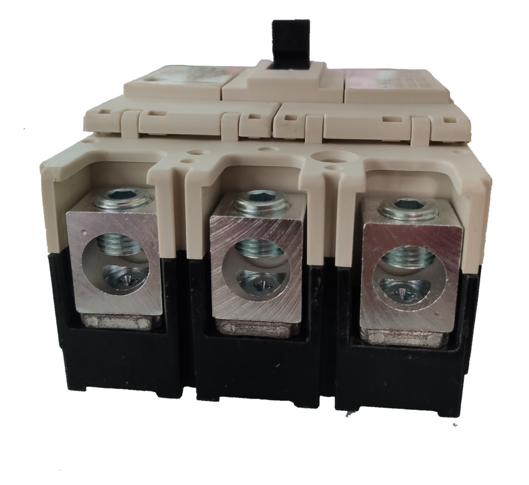 Koten 225A Molded Case Circuit Breaker 25KAIC with three terminal connections and black beige casing