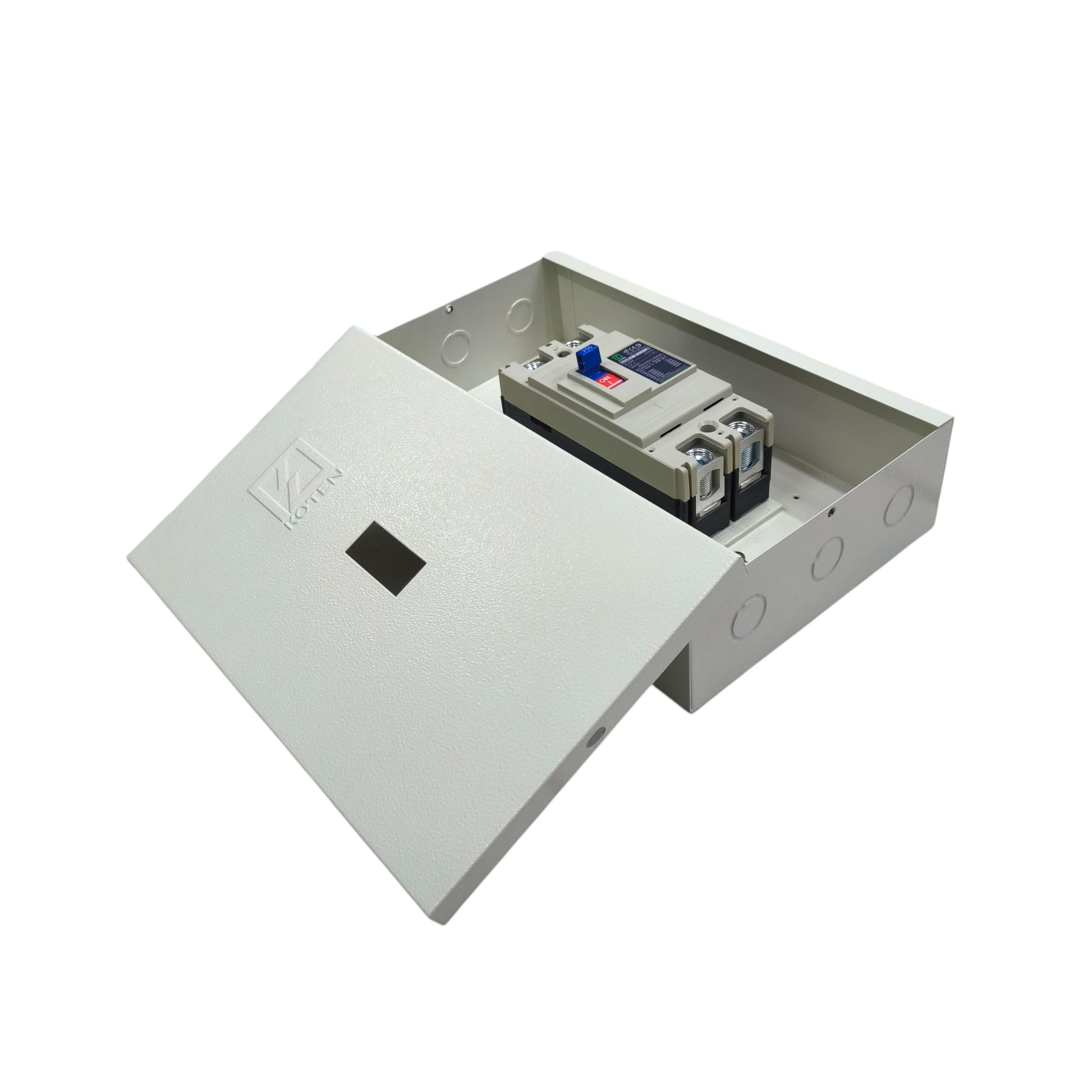 Koten 250A industrial circuit breaker housed in a protective box with a secure lid