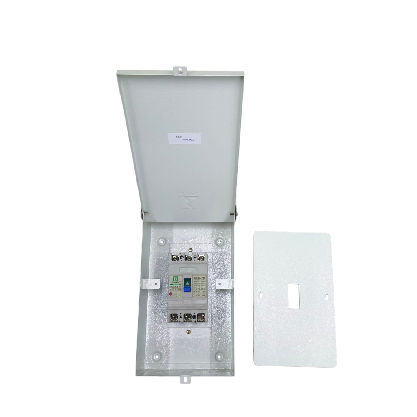 Koten 60A Industrial Circuit Breaker 3Pole in a protective enclosure with a removable cover